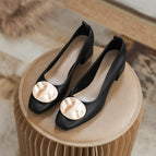 Square toe single shoes women's 2022 new single shoes casual soft shallow mouth metal women's thick heel Korean version 616-3