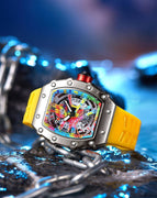 Pintime 2023 New Quartz men's Watch Live Popular Tourbillon Hollow out Trendy Men's quart Casual Watch 8133