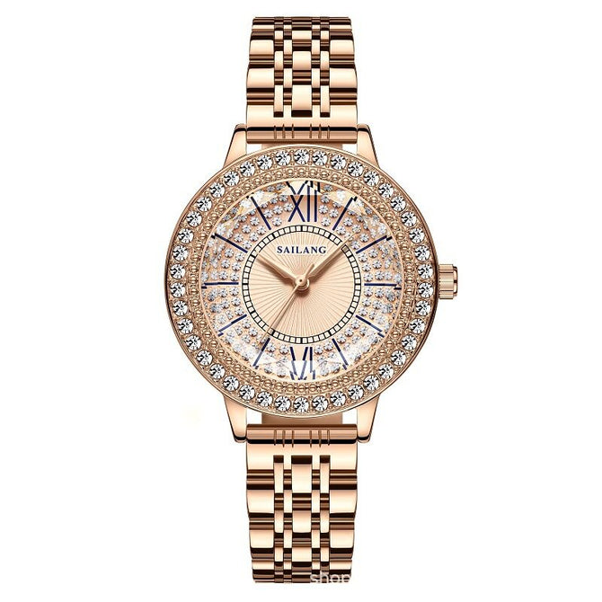 Watch women Ling-shaped cut glass gypsophila female watch simple fashion gift rose gold diamond watch SL5801