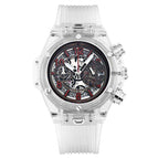KIMSDUN Men's Fashion Trend Luxury Sports Quartz Chronograph Watch Transparent Watch Military Classic Silicone watches 719D student watch