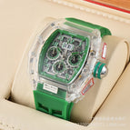 Men's and women's watch 6-Pin Quartz Watch Barrel-Shaped Hollowed Fashion Non-Mechanical Watch Spot Transparent Watch 8087