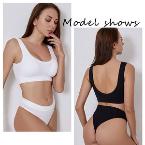 Underwear set women's plus size bra no steel ring gathering sexy back seamless comfortable sleep Panties and bra set 161