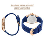 MISSFOX Watch Silicone Korean Version Versatile Diamond Fashion Three Eyes Quartz Ladies Watch 2593