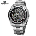 Forsining Waterproof Mechanical Watch Men's Fashion Casual Steel Belt Hollow Automatic Mechanical men Watch SLZe66