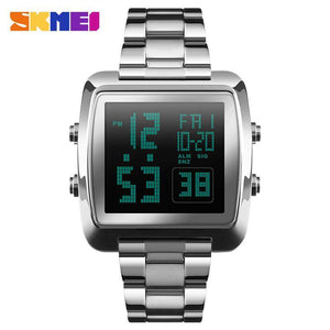 SKMEI1369 Men Fashion Watches New Stopwatch Waterproof Watch Stainless Steel Fashion Digital Wristwatches Male Clock