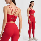 New women yoga suits sports vest yoga clothes bra high waist hip lifting running fitness pants suit WXM263+CKM219