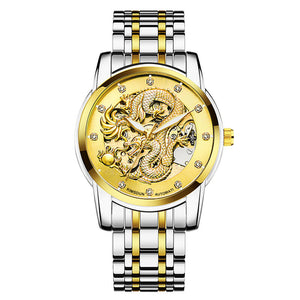 KIMSDUN men's watch Business Watch Luminous Waterproof Hollow Fully Automatic Mechanical Watch Golden Dragon men's Watch K-1977A