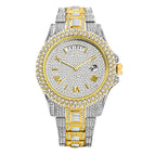 Missfox V320A watch fashion double calendar business full diamond quartz men's casual watch