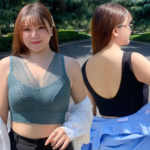 Plus size Beautiful back Bra women collection gathering top V-neck vest-style bra thin sports Bra 5790