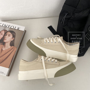 2021 new simple style Japanese and korean platform big-toed canvas shoes student daily cute all-match white shoes women 533