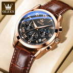 OLEVS watch multi-function sports three-eye six-pin chronograph watch waterproof luminous men's watch 2871