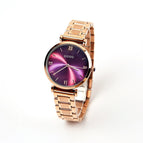 GUOU women's watch purple large dial European and American fan fashion simple quartz watch Roman graduated steel band watch women