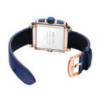 Megir Fashion Light Retro Men's Watch Square Multifunctional Chronograph Calendar Leather Watch 2061