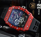 Watch for me Barrel-Shaped Quartz Watch Fashion Six-Pin Running Seconds Wood Grain Waterproof Men's Watch 9791F