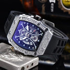 2023 Watch for men New Diamond Quartz Watch Barrel-Shaped European Style Hollow Ghost Head Quartz Watch 9791