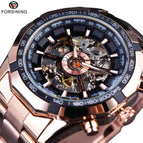 2021 Forsining Stainless Steel Waterproof Men's Skeleton Watches Transparent Mechanical Sport Male Wrist Watches