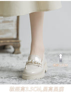 2022 new Korean version of all-match pearl small leather shoes women's slip-on loafers women's round toe thick sole shoes women 811-2