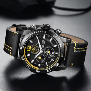 Megir Men's Watch Fashion Chronograph Waterproof Genuine Leather Sports Quartz Men's Watch G2131g