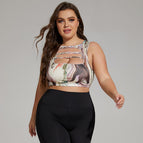 New Large Size Sports Bra Printed Hollow-out Fitness Yoga Sports plus size women Bra Wireless sports yoga Bra SB308