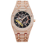 MISSFOX watch European and American explosion models full diamond hollow mechanical watch waterproof luminous stainless steel men's watch V301 Mechanical