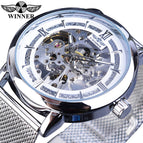 New Winner Men's Fashion Casual Hollow Mechanical Movement Automatic Mechanical men Watch SLZg79