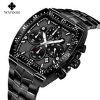 WWOOR Fashion Seven-Pin Steel Belt Waterproof Men's Watch Quartz Movement Calendar quartz men watch 8836
