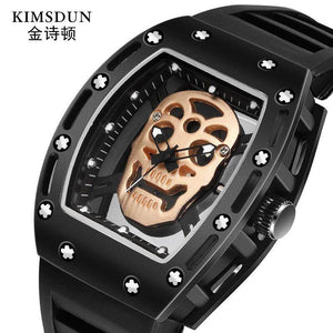KIMSDUN Fashion Skull Ghost Head Skeleton Men's Watch Bucket Watch Silicone Quartz Watch K-503B