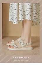 Sandals women's 2022 new all-match one word buckle sandals women's flat sandals women's thick bottom 0861-3
