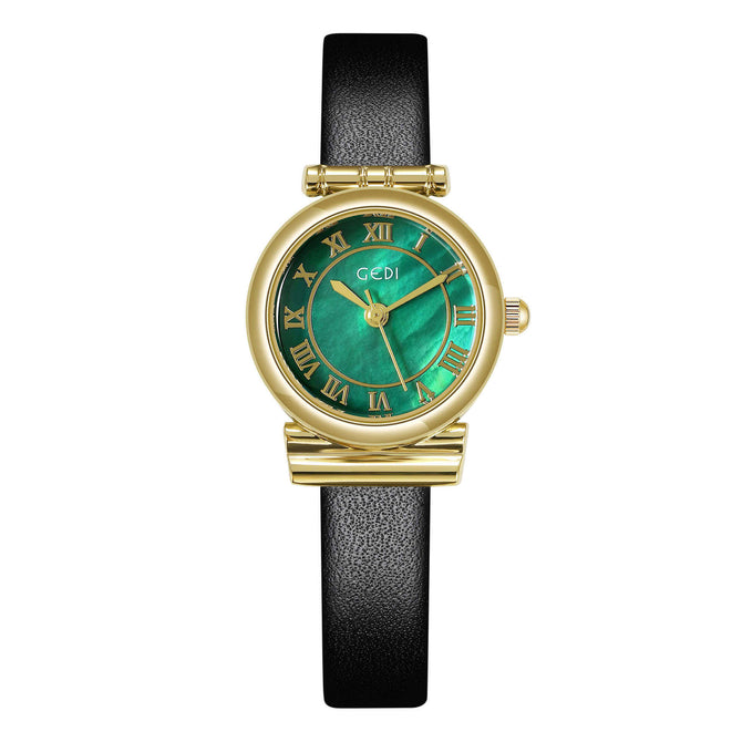 GEDI Fashion Girls' Watch Artistic Retro Small round Watch Ins Style All-Match Belt Quartz Women's Watch 13017