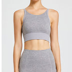 Yoga Fitness Suit Women's 2023 Summer New Running Gathering Vest Breathable Skinny Running Two-Piece Set ENY175