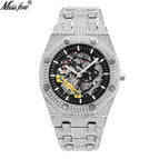 MISSFOX watch European and American explosion models full diamond hollow mechanical watch waterproof luminous stainless steel men's watch V301 Mechanical