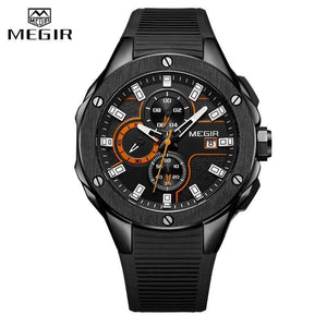 MEGIR 2019 Fashion Men Sport Watch with Chronograph Waterproof Silicone Quartz Military Men Watches Clock Male Relogio Masculino