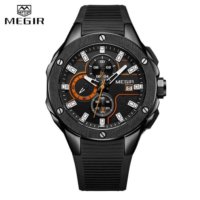 MEGIR 2019 Fashion Men Sport Watch with Chronograph Waterproof Silicone Quartz Military Men Watches Clock Male Relogio Masculino