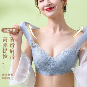 PLUS size Bra gathering beautiful back no steel ring lace wrap bra vest underwear one cup seamless sleep bra vest