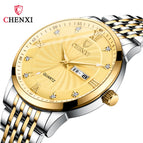 CHENXI Business Dual Calendar Watch Couple Steel Strap Watch in Stock Men's and Women's Quartz Watch CX-8212A inter-gold
