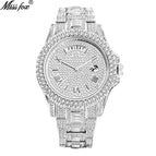 Missfox V320A watch fashion double calendar business full diamond quartz men's casual watch