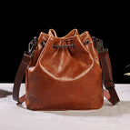 2021 new retro fashion one-shoulder messenger large-capacity cable mouth embroidered lattice bucket female bag 255