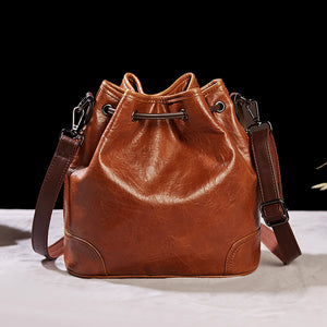 2021 new retro fashion one-shoulder messenger large-capacity cable mouth embroidered lattice bucket female bag 255