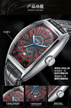 KIMSDUN men's Watch fashion barrel-shaped luminous leather automatic mechanical men's casual watch K-820D