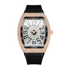 PINTIME Watch Men's casual Frankenstein Wine Barrel Watch Large Dial Watch leather Diamond Retro Watch