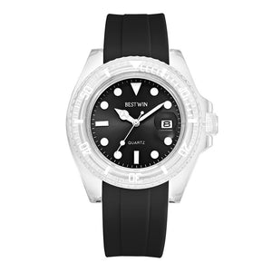BESTWIN men's watch fashion silicone transparent waterproof quartz men's casual watch 6658