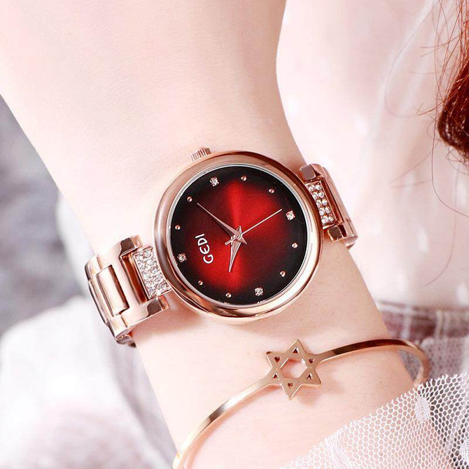 GEDI 14006 Fashion Casual Watch Hot Sale Women Elegant Luxury Stainless Steel Waterproof Ladies Analog Quartz Wristwatch