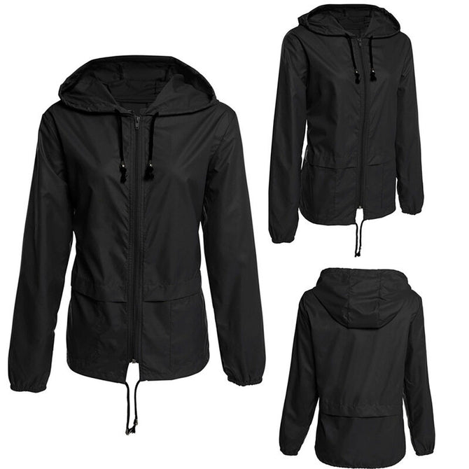 Lightweight outdoor Hooded Cardigan zipper rainproof jacket blouse