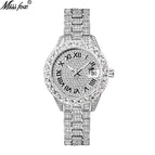 MISSFOX watch women's fashion diamond waterproof calendar full diamond face luminous ladies quartz watch 3035