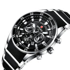 Reward Men's watch sports multi-functional three eyes calendar luminous waterproof steel quartz watch
