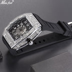 MISSFOX watches Richard personality full diamond barrel silicone with waterproof quartz men's watches