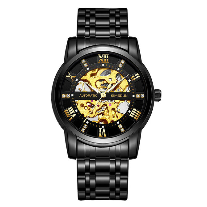 KIMSDUN fashion double-sided hollow automatic mechanical watch men's watch men's watch waterproof business men's casual watch K-1973A