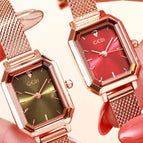 GEDI Women watch fashion simple easy match square popular quartz lady watch students bracelet 13004 mesh steel women's watch