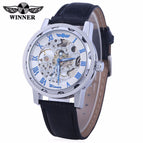 Winner Men's Fashion Roman Numerals Hollow Retro Belt manual mechanical men causal Watch SLZ37