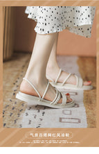 Sandals women's 2022 summer new two-wear soft-soled simple one-word belt all-match flat sandals women's 8500-37